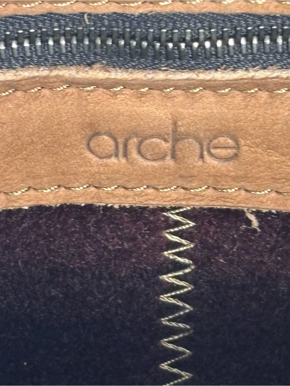 Arche France Brown Leather Wool Hobo Satchel Purse Striped Modern Bohemian $429